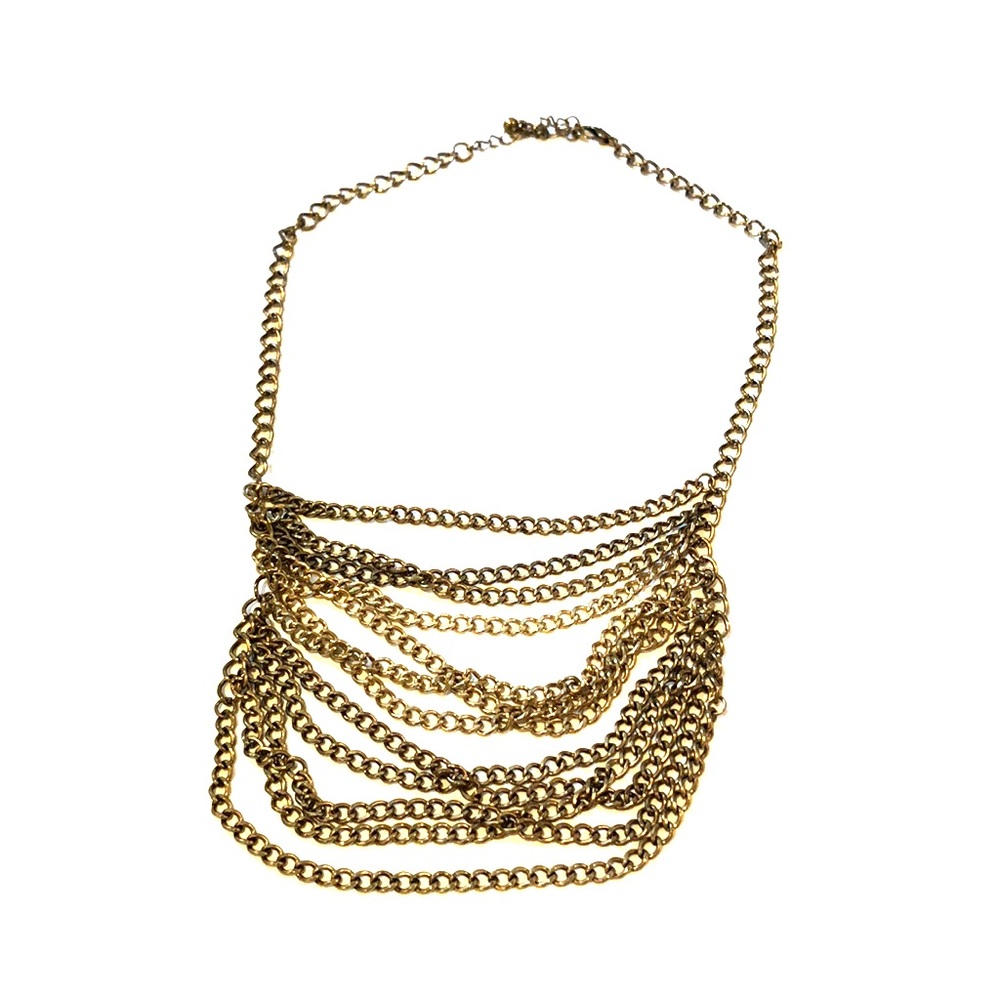 Multi chain gold necklace